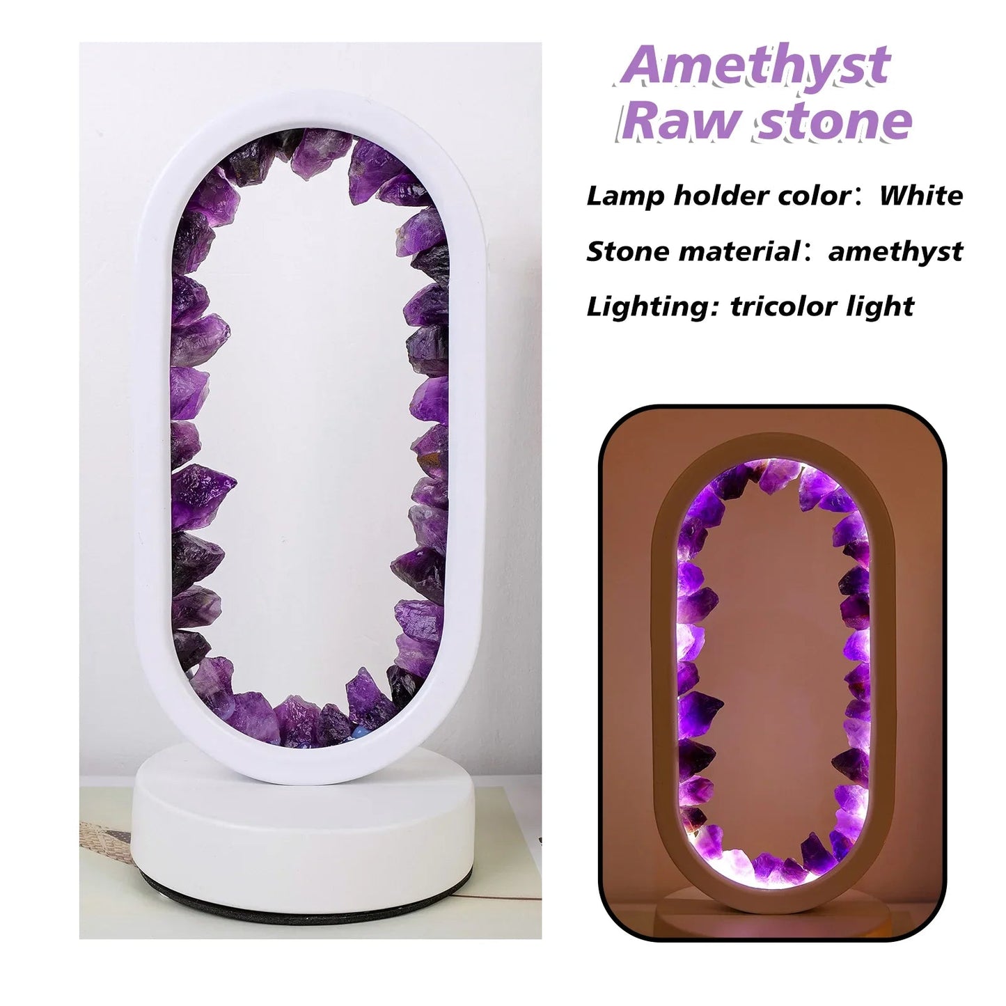 KristalGloed – Handgemaakte amethist sfeerlamp voor ontspanning en rust