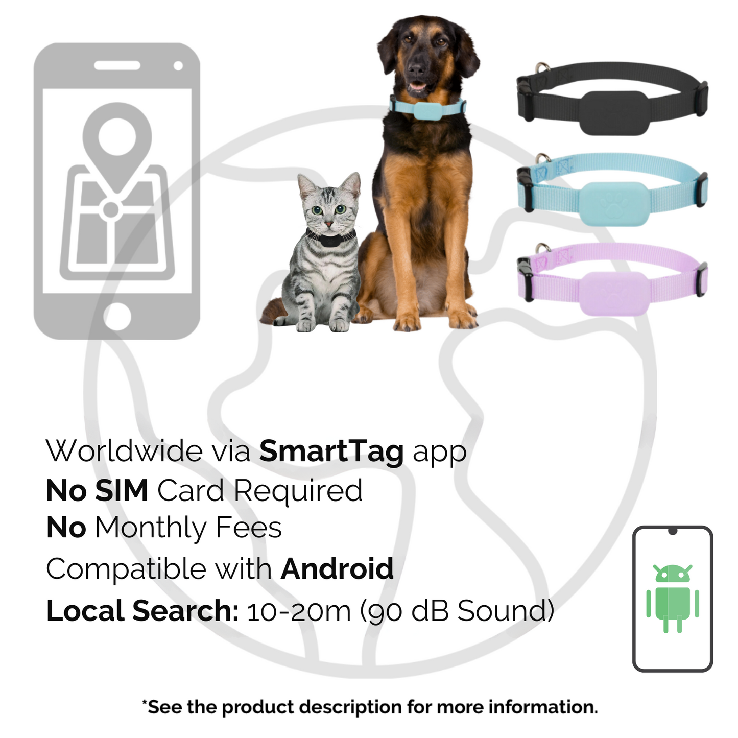 DierenTracker Mini – Slimme Hond en Kat Bluetooth Halsband Tracker
