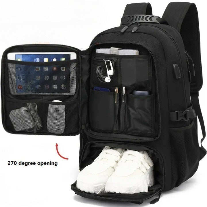 TechTrek Pro Explorer Rugzak met USB-poort – 50L-80L Reiscapaciteit