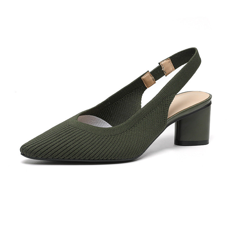 Eleganza Puntige Slingback Hakken met Blokhak en Comfortband