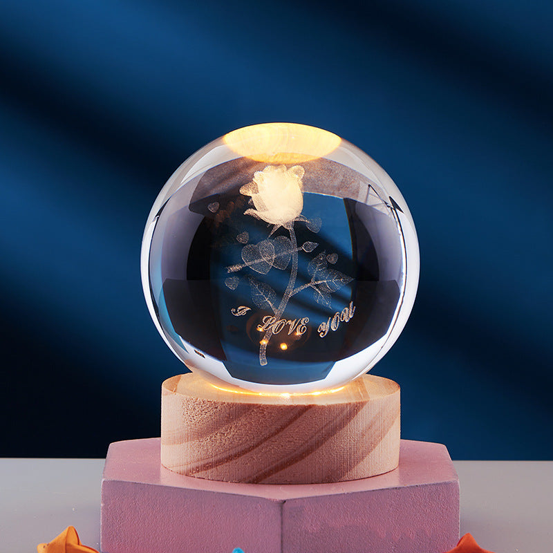 3D LED Nachtlamp met Kristallen Design