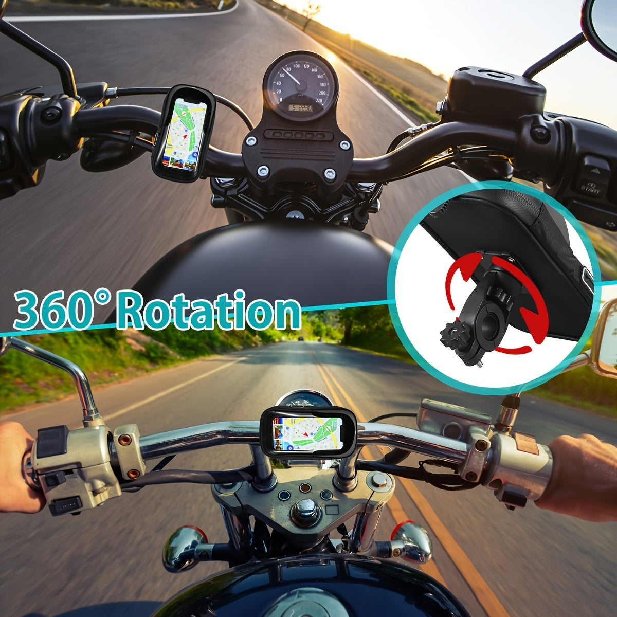 Waterdichte Telefoonhouder voor Fiets en Motor – 360° Draaibaar en Geschikt voor 4,5–6,4 inch