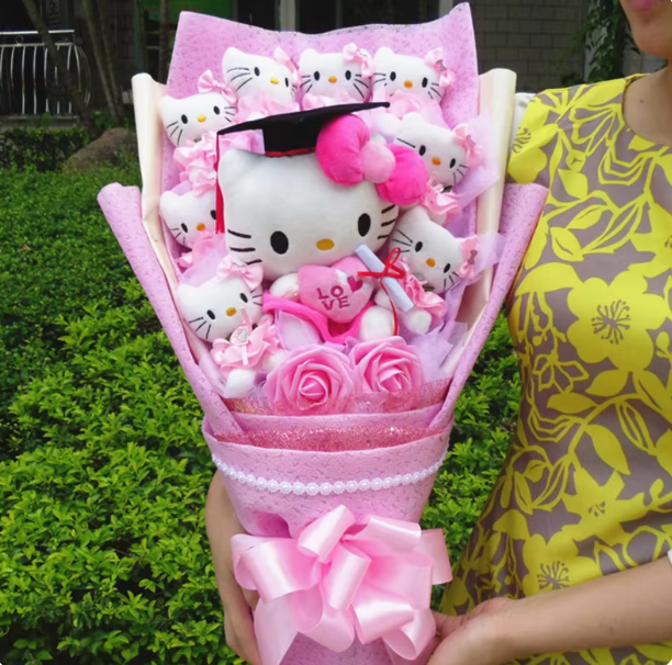 Schattig Kitty Bloemenboeket – Duurzaam Cadeau voor Elke Gelegenheid