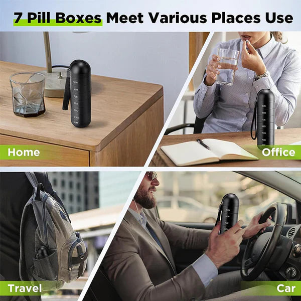MediSafe Weekbox – Waterdichte Aluminium Pillendoos met 7 Compartimenten