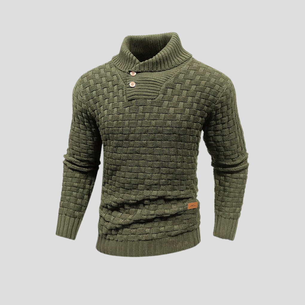 KnitForm Herentrui – Gebreide Halve Kraagtrui met Knoopsluiting en Klassieke Pasvorm