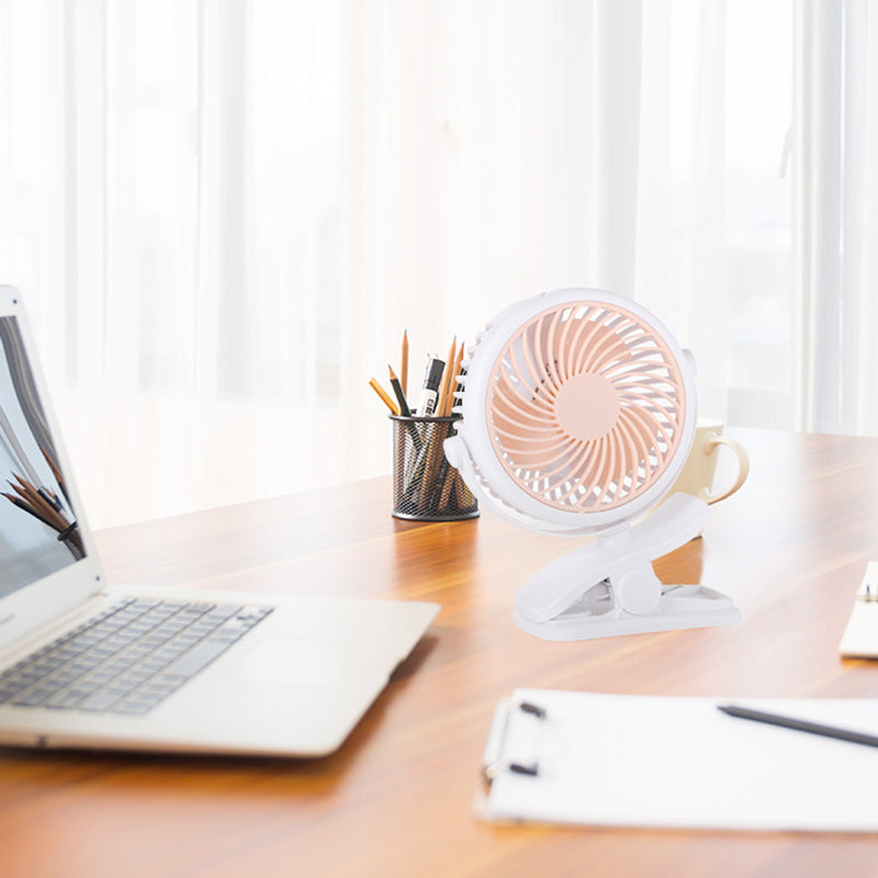 Draagbare Klemventilator met 360° Rotatie – USB & Oplaadbare Batterij