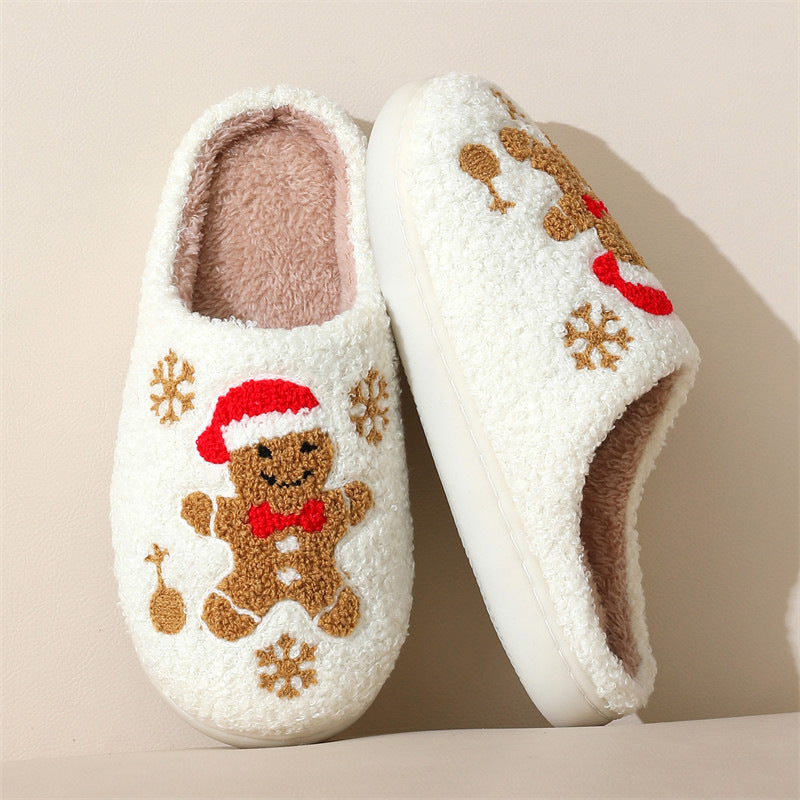 Warme Kerstpantoffels met Sneeuwvlok en Peperkoekontwerp