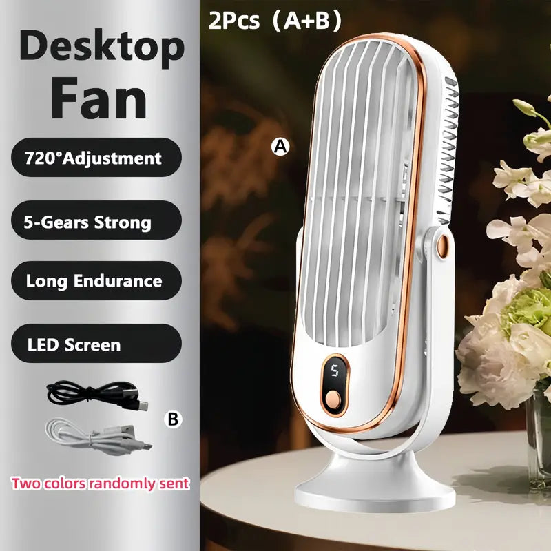 Draagbare Mini Airconditioner met USB-oplading – 5 Snelheden & 720° Rotatie