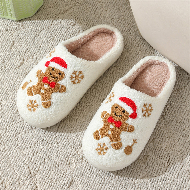 Warme Kerstpantoffels met Sneeuwvlok en Peperkoekontwerp