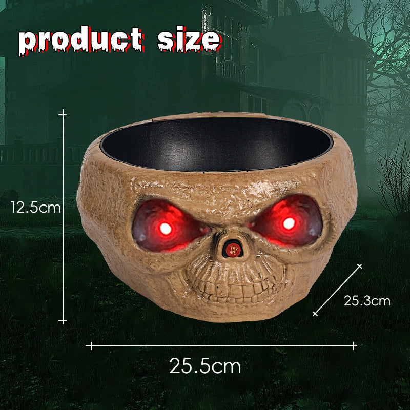 Halloween Snoepschaal – Motion Sensor Pompoen Kom met Skelettenhand en Rode Lichteffecten
