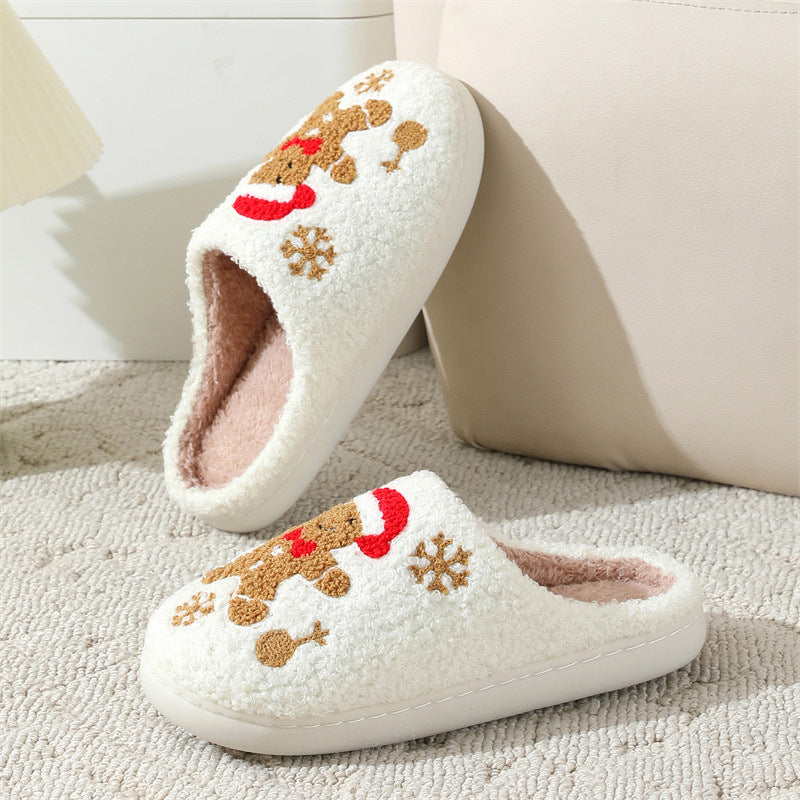 Warme Kerstpantoffels met Sneeuwvlok en Peperkoekontwerp