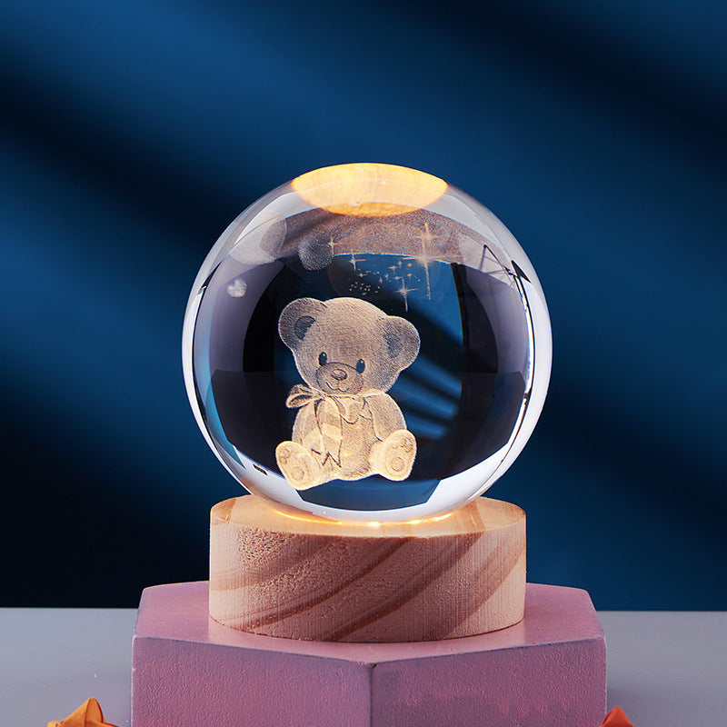 3D LED Nachtlamp met Kristallen Design