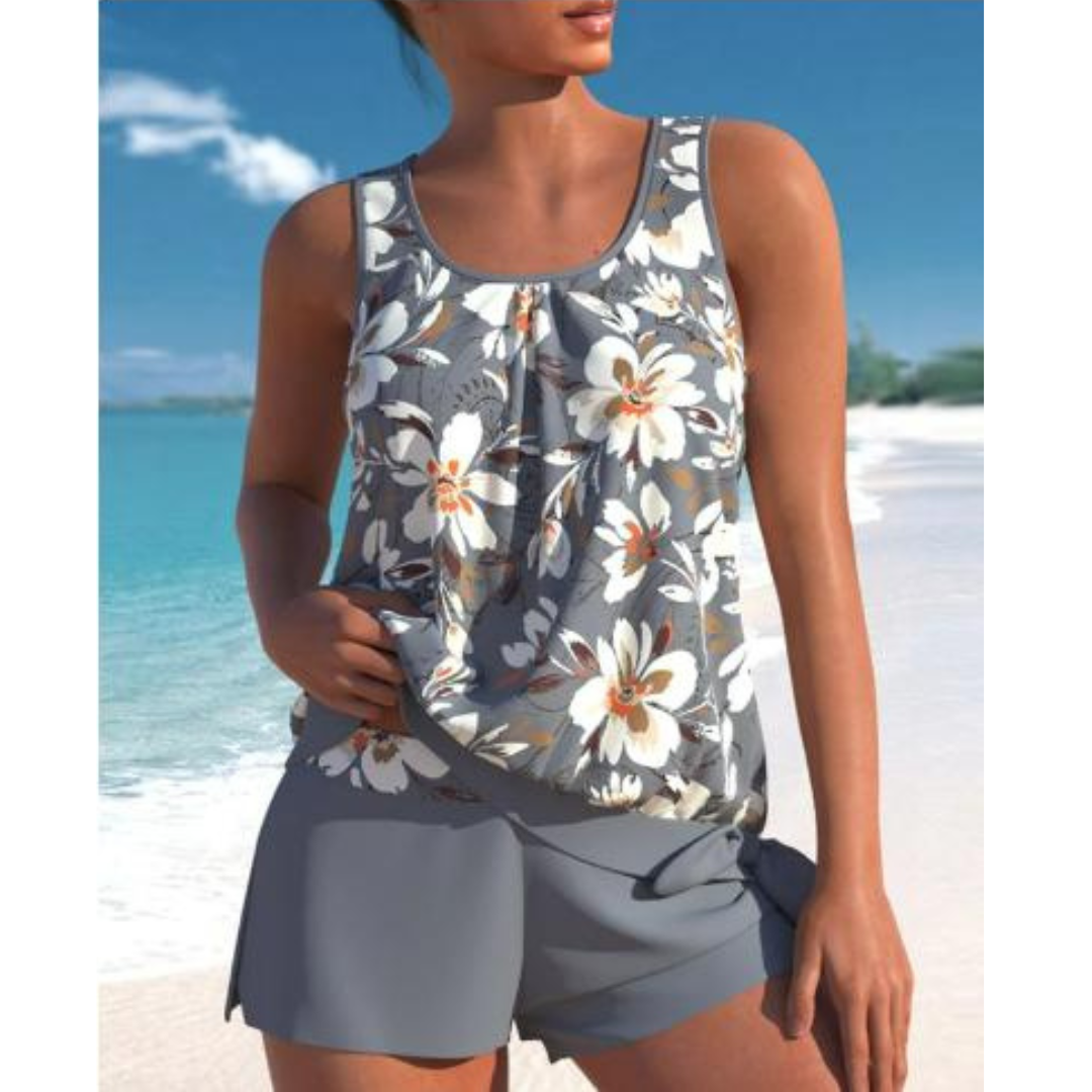 Adalina | Tweekleurig Tankini-set met Bloemenprint voor Dames