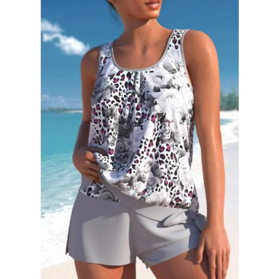 Adalina | Tweekleurig Tankini-set met Bloemenprint voor Dames