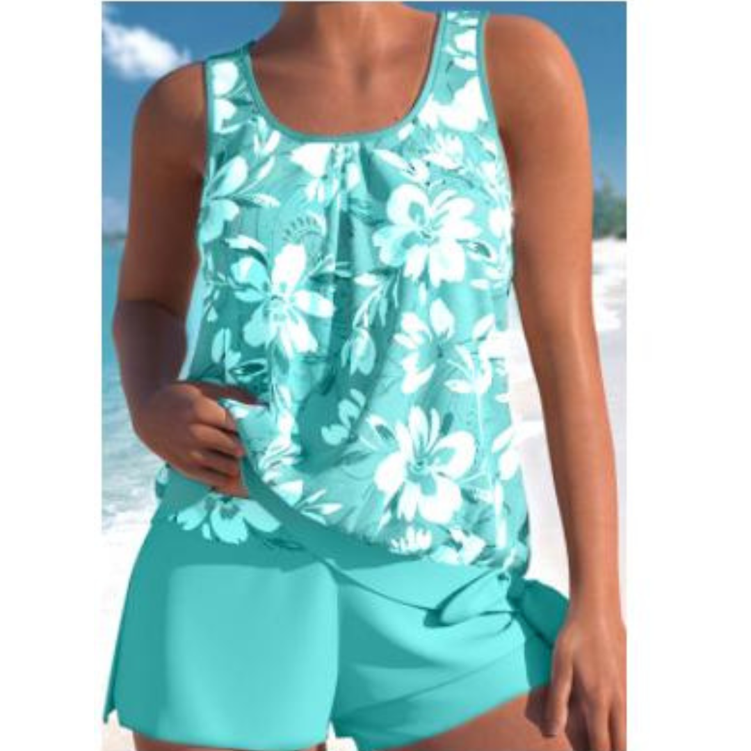 Adalina | Tweekleurig Tankini-set met Bloemenprint voor Dames