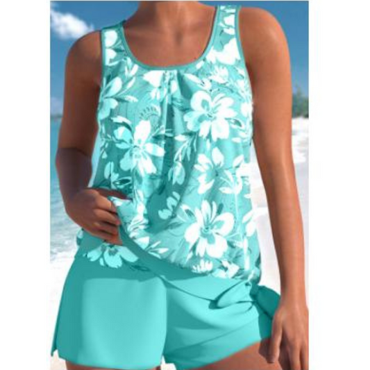 Adalina | Tweekleurig Tankini-set met Bloemenprint voor Dames