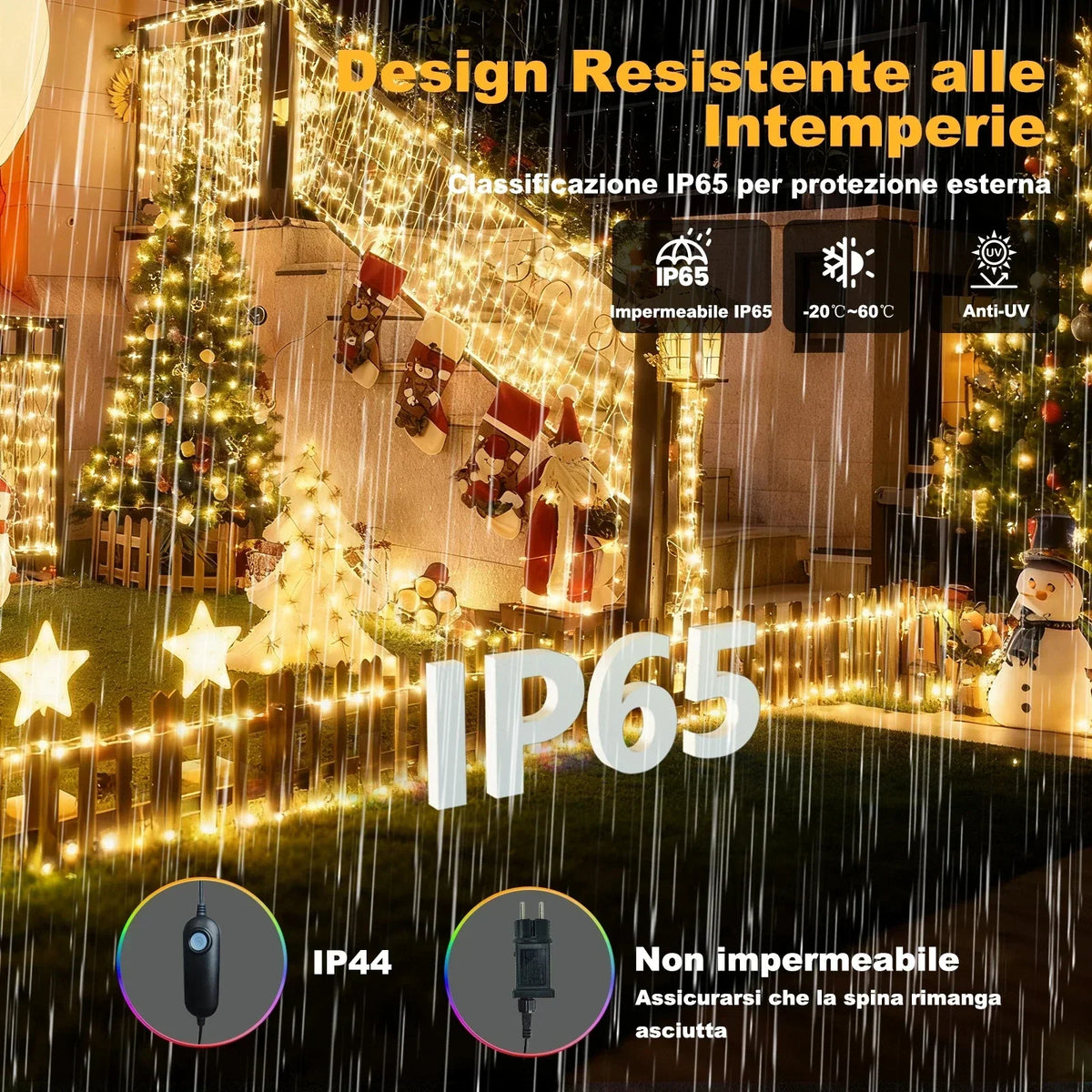 Waterval LED-lichtgordijn met app-bediening - verstelbare lengtes tot 1800 lampjes