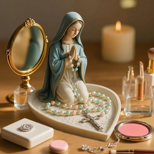 Spirituele Rozenkranshouder Sancta – Elegante Bewaarplaats met Maria-motief
