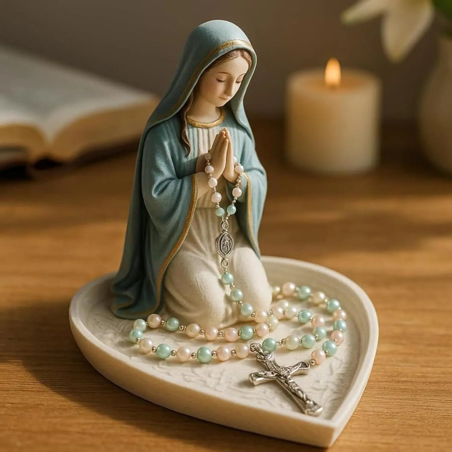 Spirituele Rozenkranshouder Sancta – Elegante Bewaarplaats met Maria-motief
