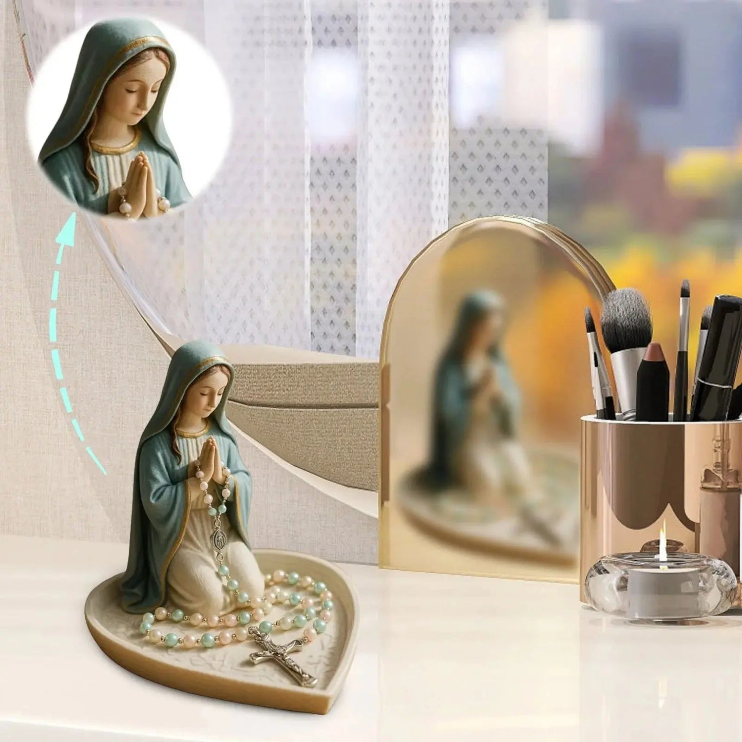 Spirituele Rozenkranshouder Sancta – Elegante Bewaarplaats met Maria-motief
