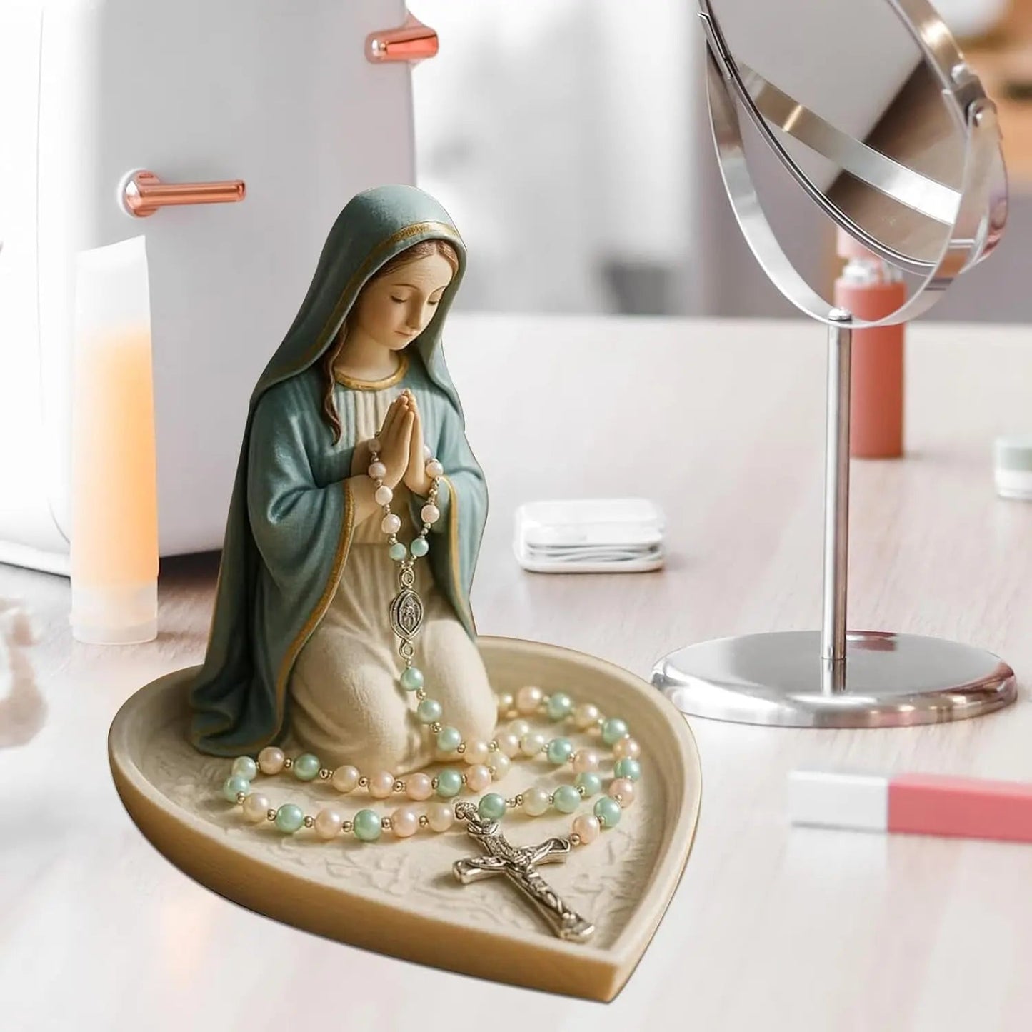 Spirituele Rozenkranshouder Sancta – Elegante Bewaarplaats met Maria-motief