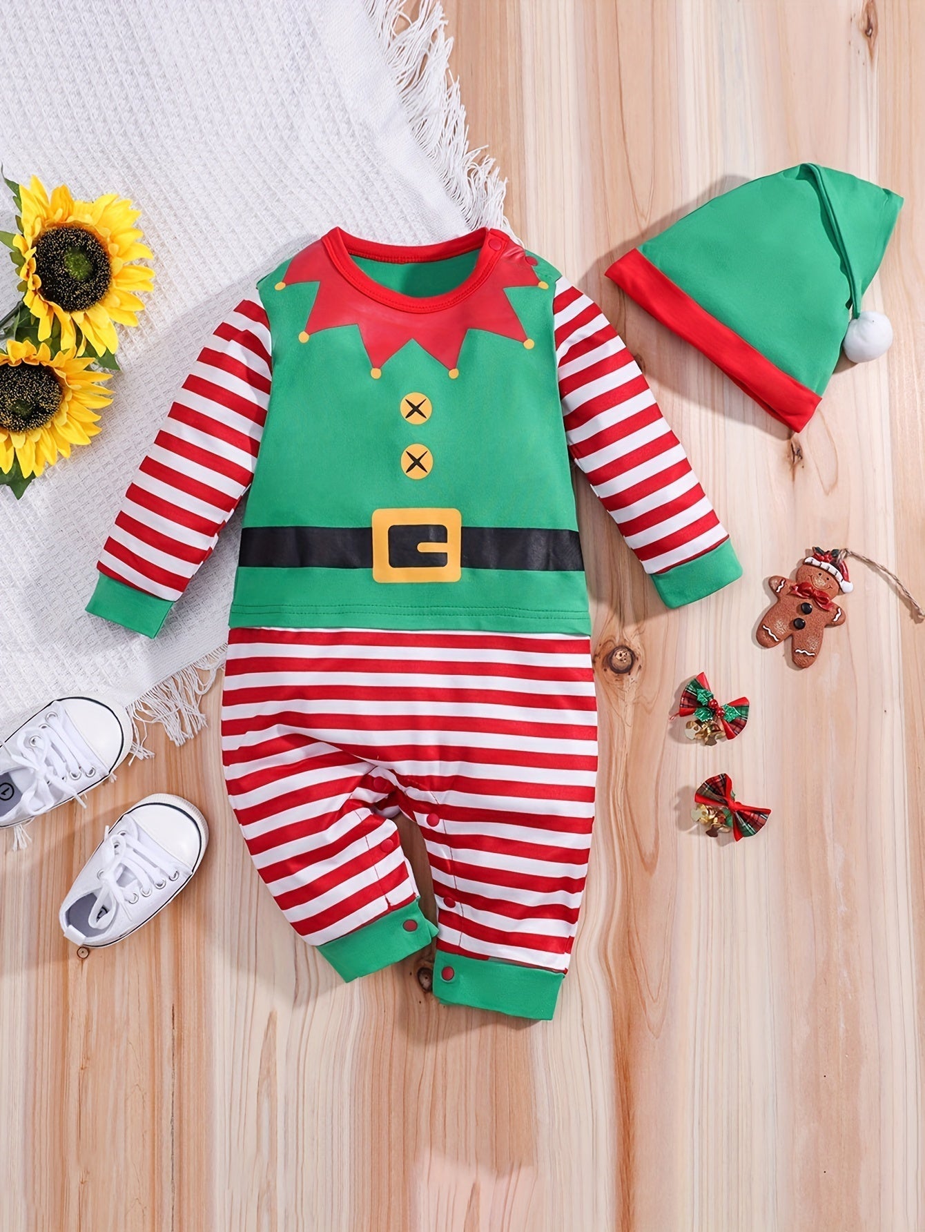 BabyElf Halloween Slaapoutfit – Warme Romper met Elf Ontwerp (0–3 jaar)