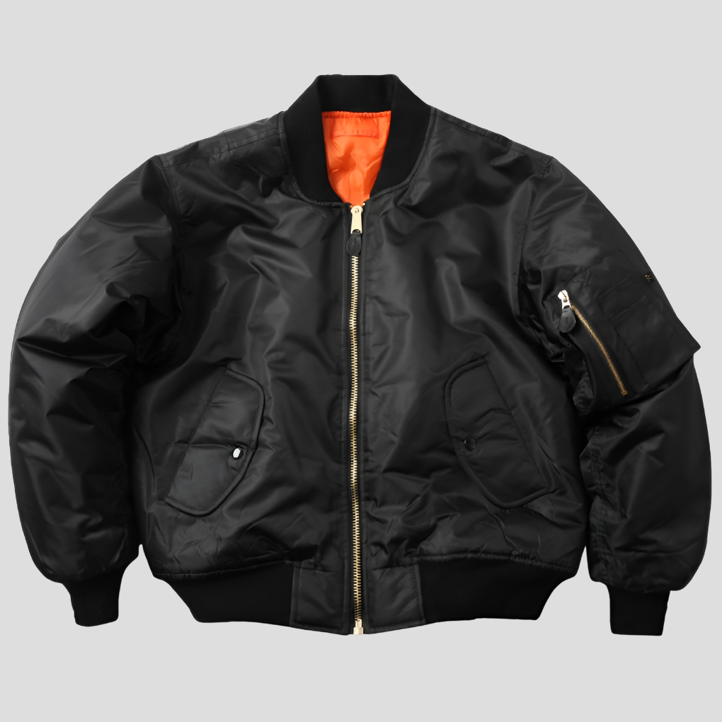 Klassiek unisex bomberjack met ribgebreide afwerkingen