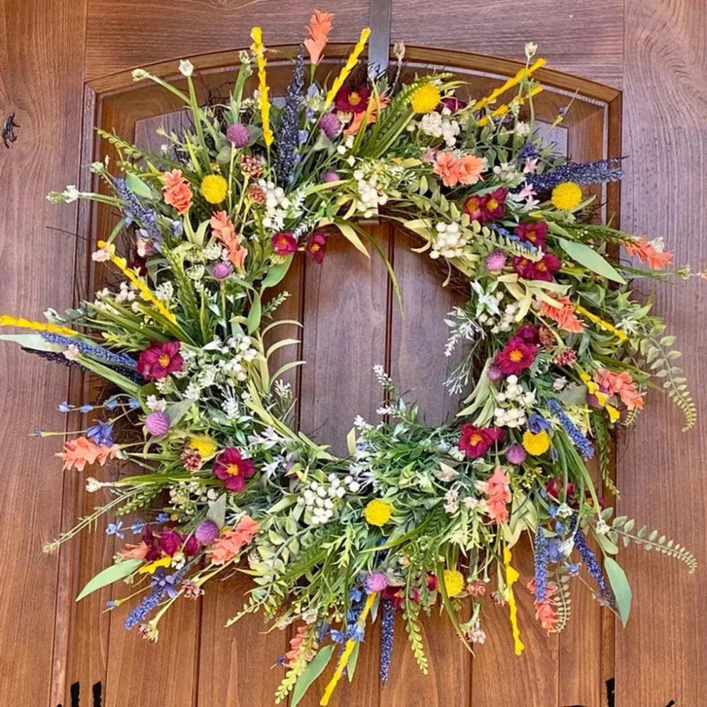 Bloomora – Luxe Handgemaakte Bloemenkrans voor Deur of Muurdecoratie