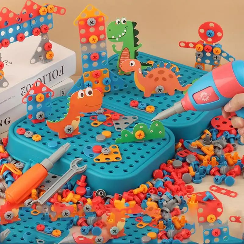 BuildiBox Creatieve Bouwset met Speelgoedboormachine – Draagbare Constructiekoffer voor Kinderen