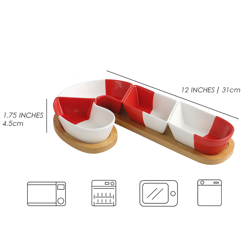 Canelora Suikerstaafjes-Servies – Feestelijk Dienblad met Bamboe Basis voor Snacks en Desserts