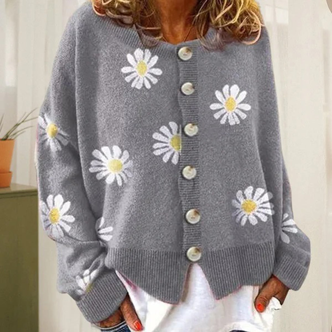 Claire - Casual Gebreid Bloemenvest