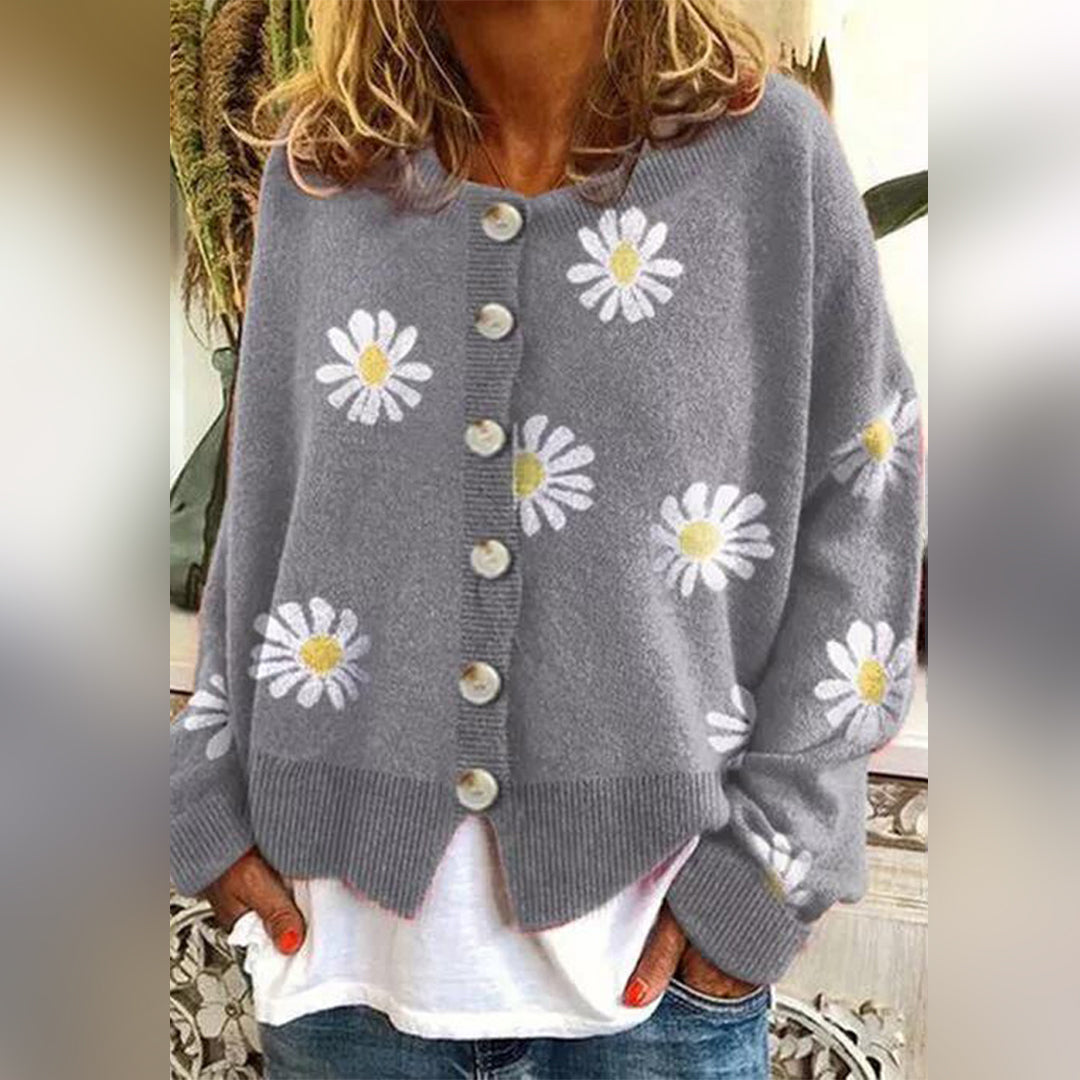 Claire - Casual Gebreid Bloemenvest