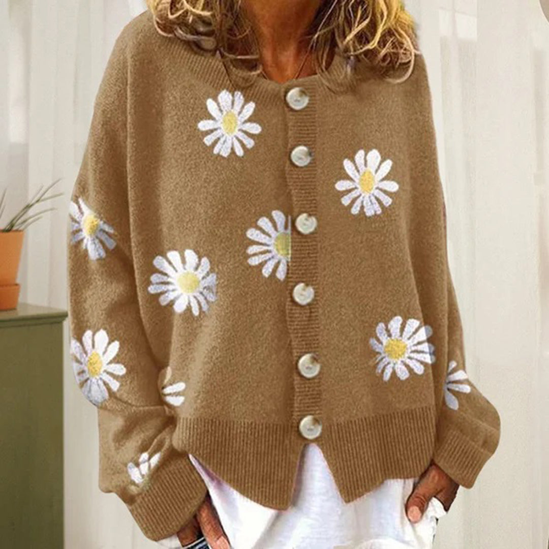 Claire - Casual Gebreid Bloemenvest
