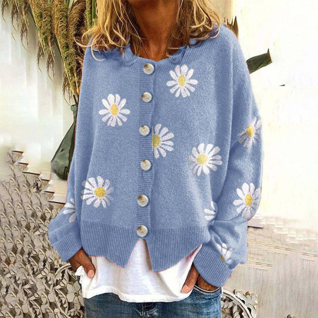 Claire - Casual Gebreid Bloemenvest