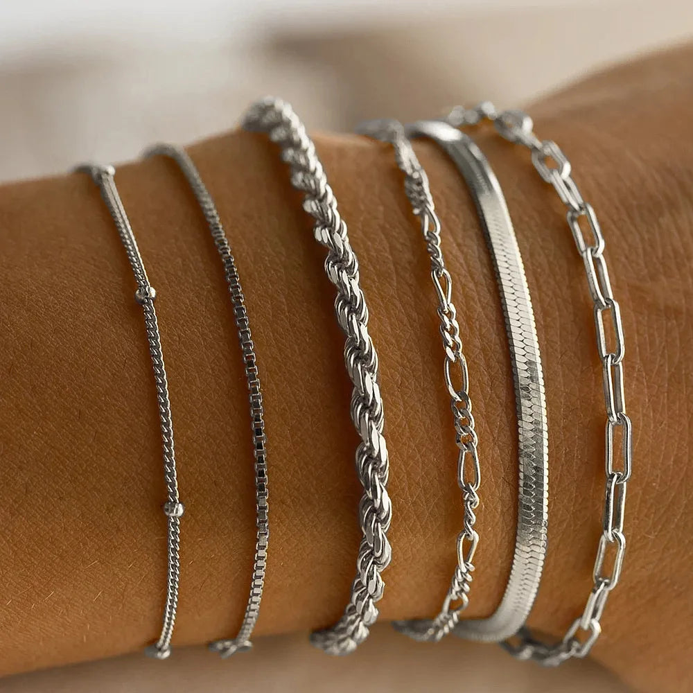 Armbandenset "Amélie" – 6-delig, Verfijnd & Gelaagd Design