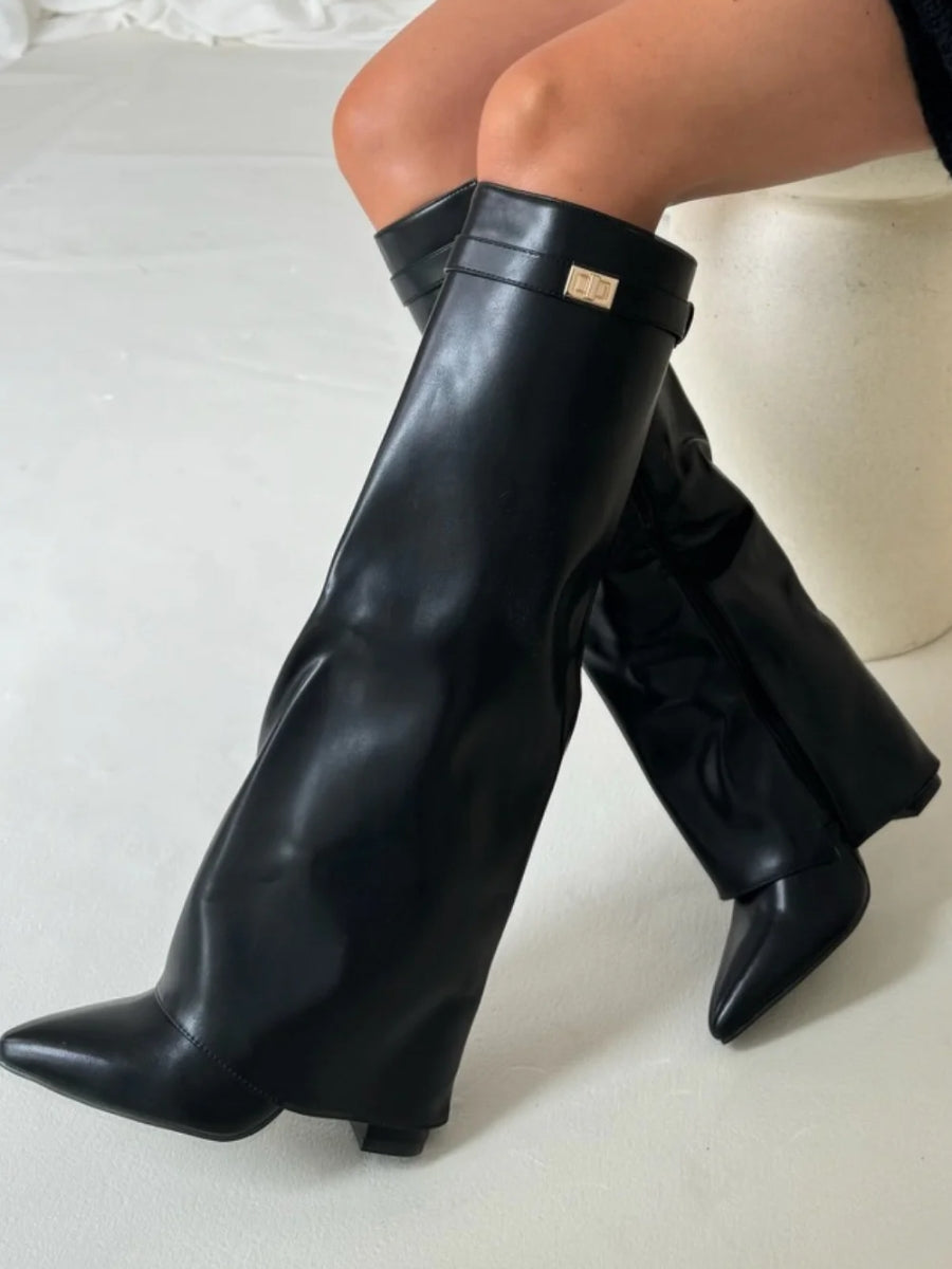 EleganceStep Kniehoog Laarzen – Stijlvolle Comfortabele Blokhak voor Dames