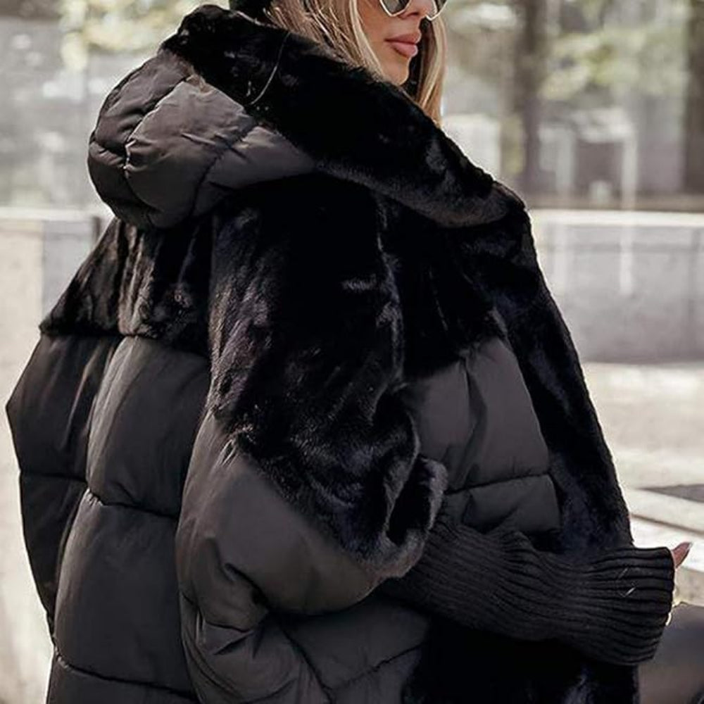 Doudoune oversize CozyShell pour femme – manteau d’hiver chaud avec capuche et rembourrage épais