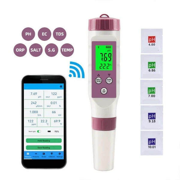 AquaCheck 7-Parameter Digitale Water Tester met Mobiele App voor Zwembaden en Spa's