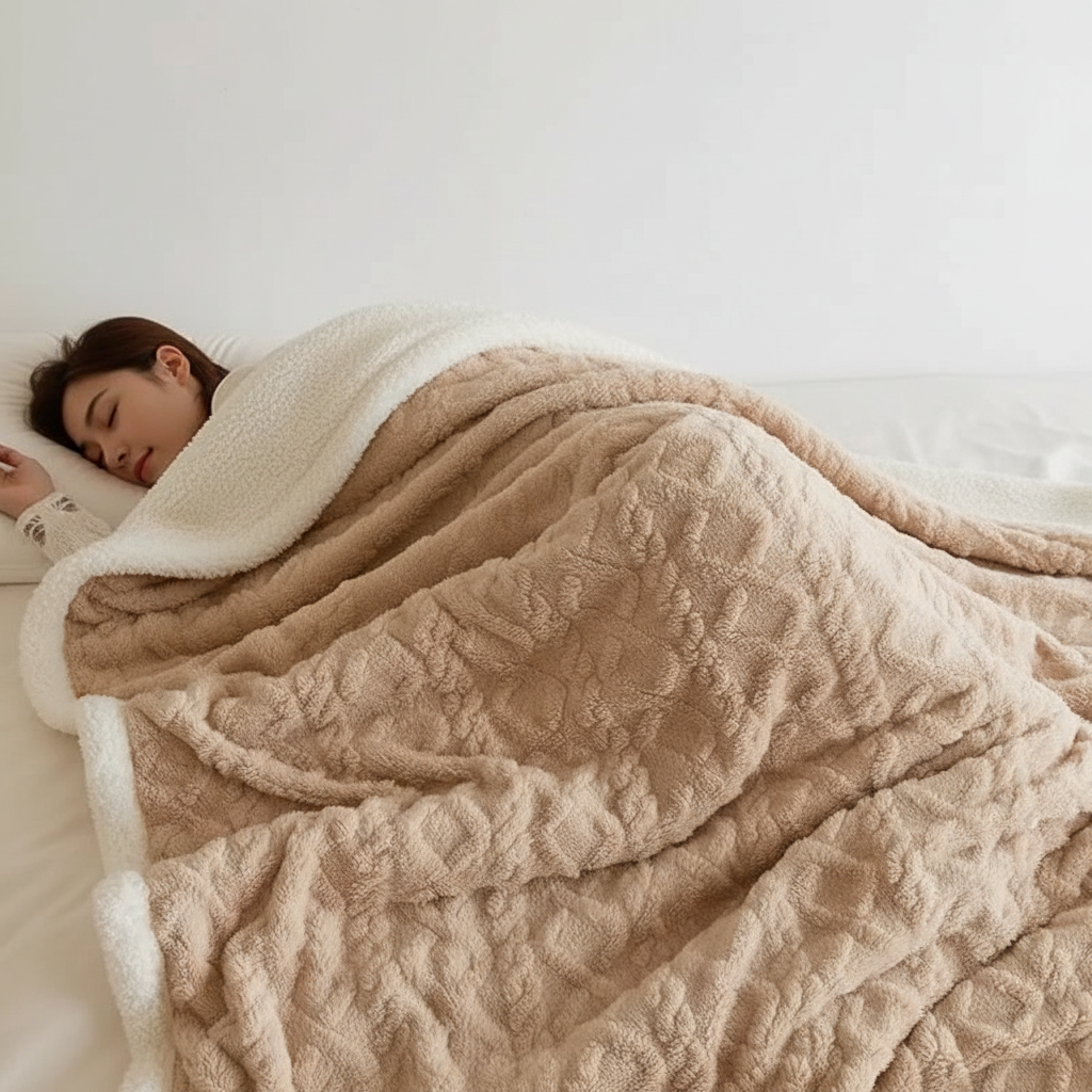 WarmThuis Winterdeken – Luxe Lamswollen Fleece Deken met Dubbelzijdig Ontwerp