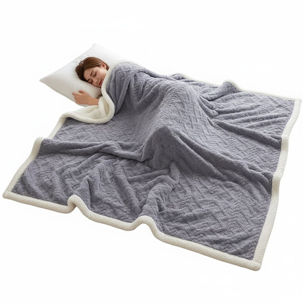 WarmThuis Winterdeken – Luxe Lamswollen Fleece Deken met Dubbelzijdig Ontwerp