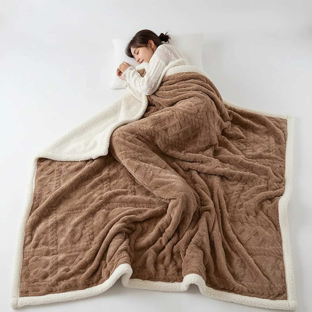 WarmThuis Winterdeken – Luxe Lamswollen Fleece Deken met Dubbelzijdig Ontwerp