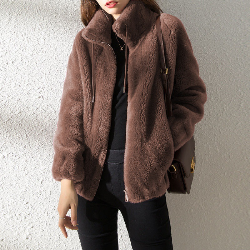 CozyCharm Dames Teddy Jas – Warme Fleecejas met Rits en Trekkoord