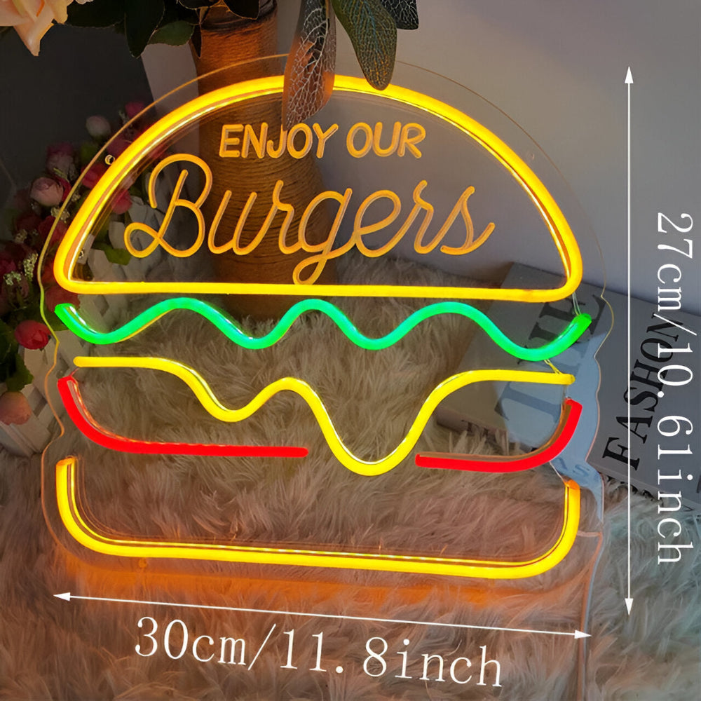 Fastfood LED Neonlamp – Kleurrijke Wanddecoratie met USB-aansluiting