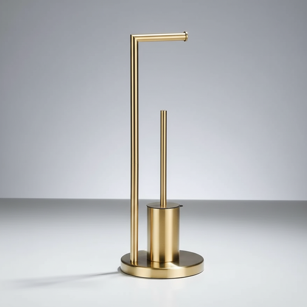 Wandmontage toiletrolhouder met geïntegreerde borstel - modern design