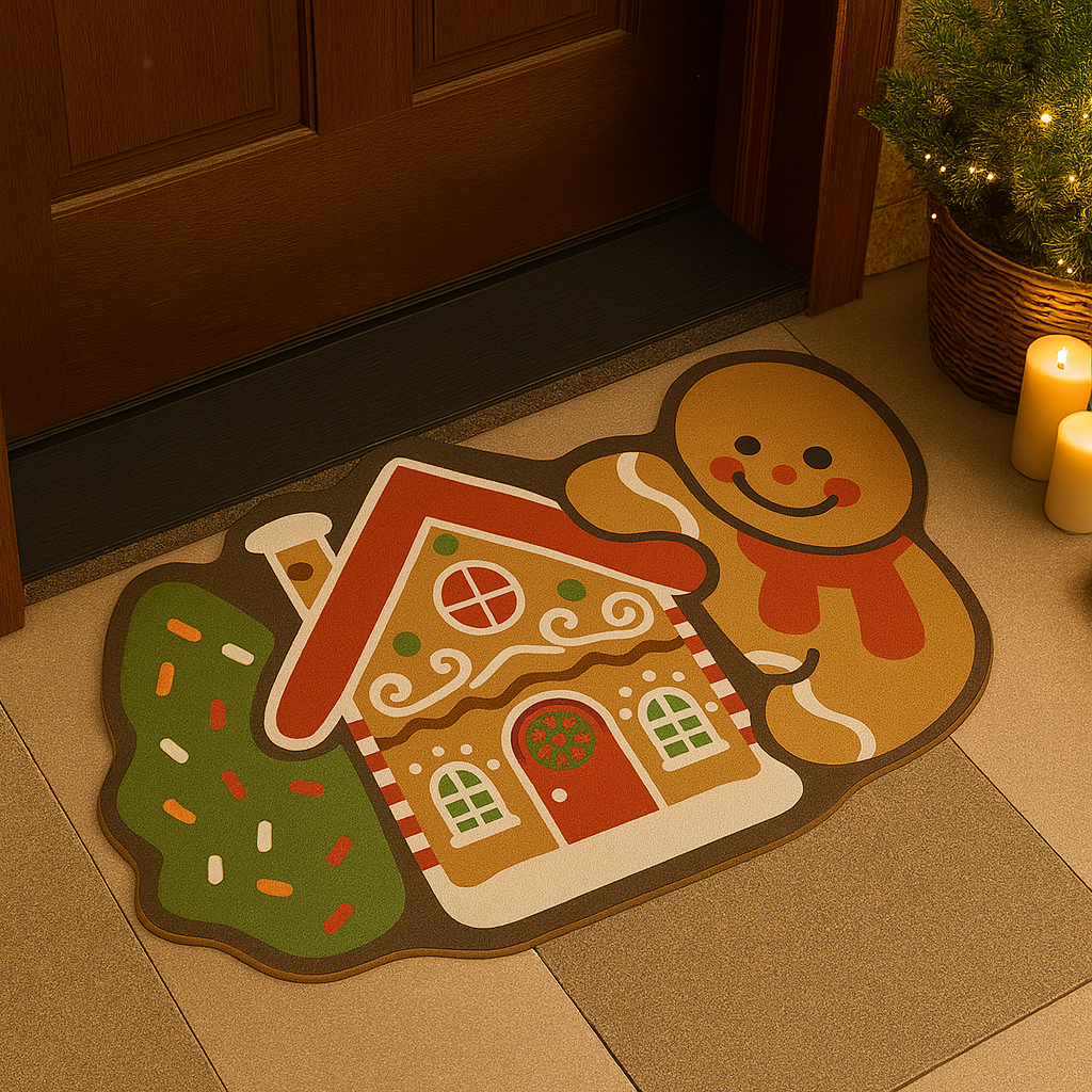 Frostholm Peperkoek Kersttapijt – Gezellig Antislip Vloerkleed voor Feestelijke Sfeer