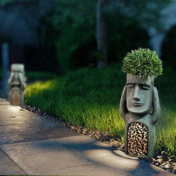 KunstTuin Sculptuur Bloempot met Solar LED – Decoratief & Functioneel