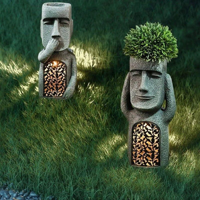 KunstTuin Sculptuur Bloempot met Solar LED – Decoratief & Functioneel