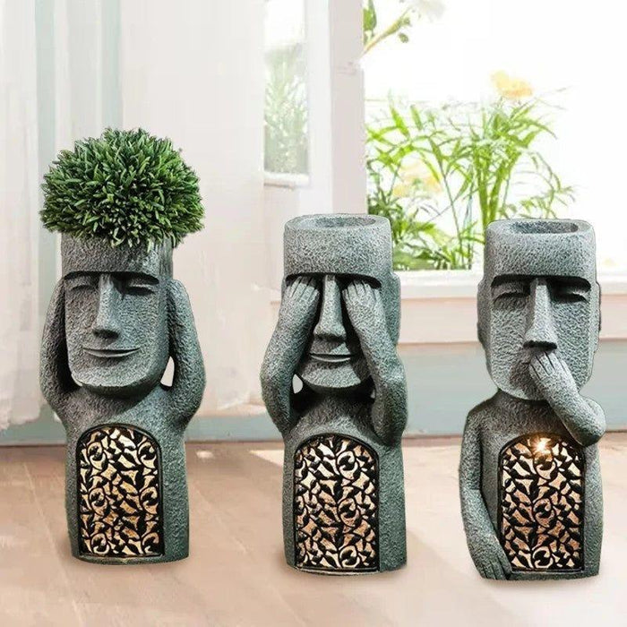 KunstTuin Sculptuur Bloempot met Solar LED – Decoratief & Functioneel