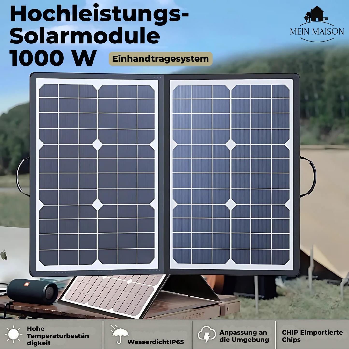 PowerFlex 1000W Opvouwbaar Zonnepaneel – Draagbare Zonne-energie voor Camping en Outdoor