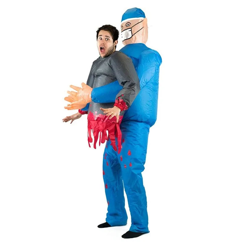 Opblaasbaar Halloween Chirurg Kostuum met Geest – Grappig & Griezelig Volwassenen Kostuum